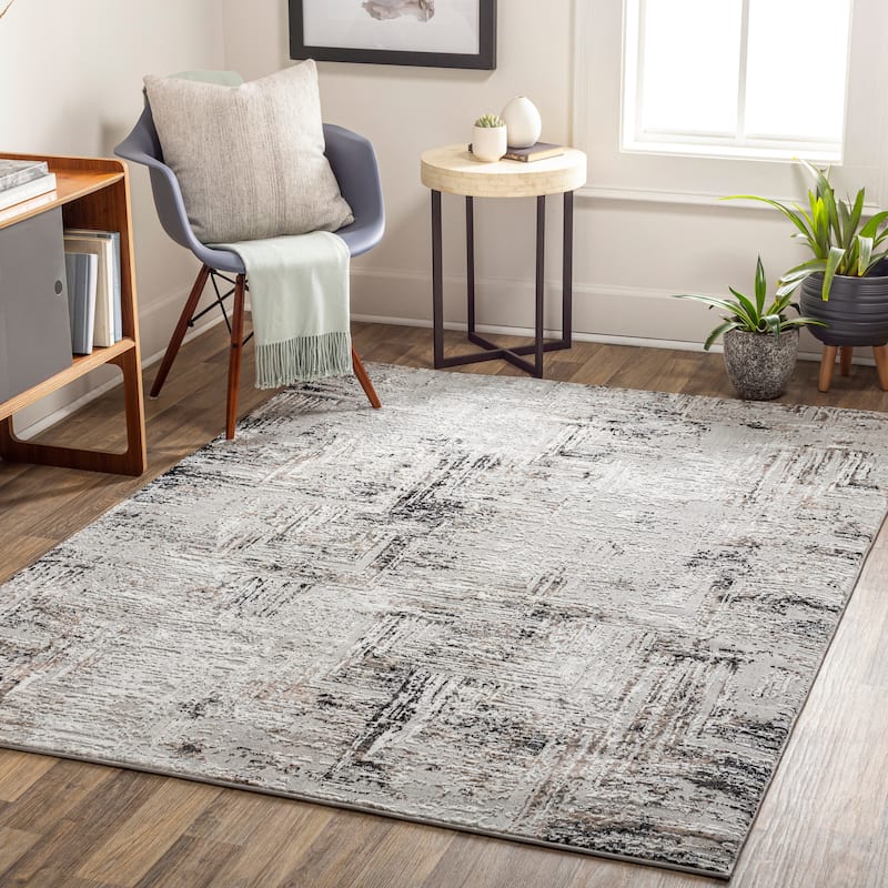 Livabliss Balian Modern Abstract Area Rug - Medium Grey - 9' 2" x 12'
