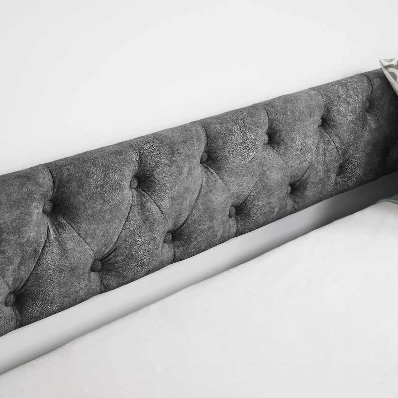 Full Size Daybed with Twin Size Trundle Upholstered Tufted Sofa Bed