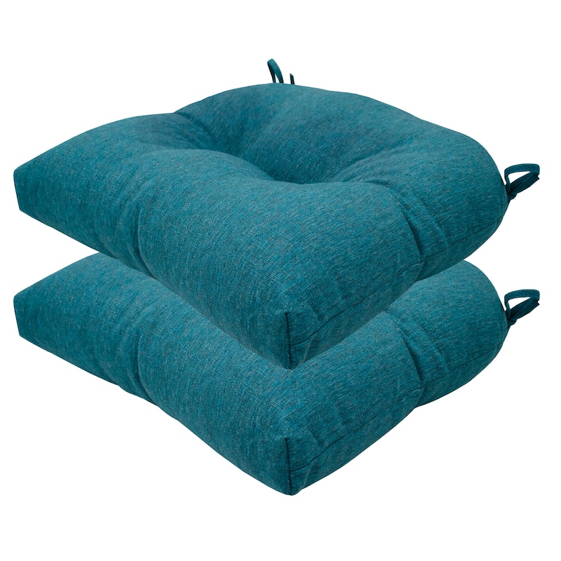 Contoured Tufted Dining Seat Cushion (2-Pack) - Textured Solid Teal