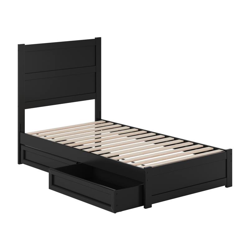 Aveline Wood Platform Bed with Matching Footboard & Storage Drawers
