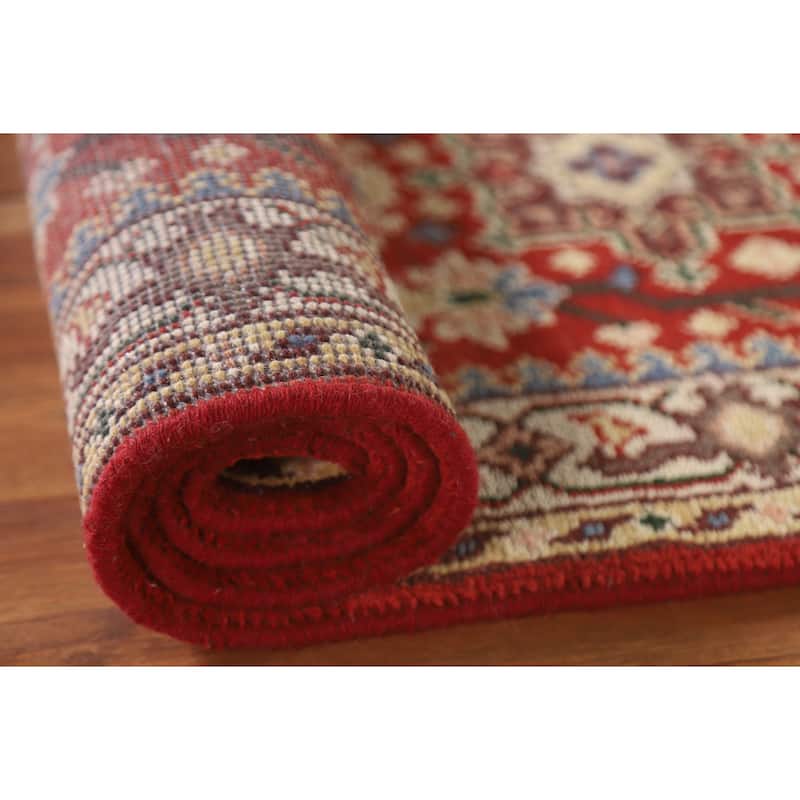 Geometric Red Kazak Indian Runner Rug Handmade Wool Carpet - 2'5"x 7'10"