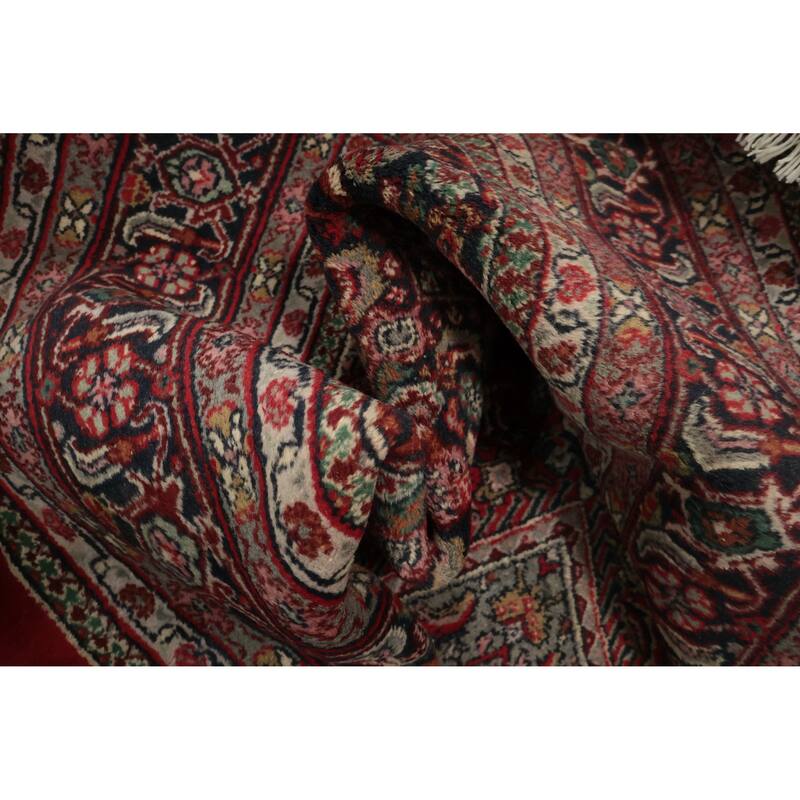 Hand Knotted Oriental 100% Wool Carpet Traditional Floral Red Tabriz-Mahi Area Rug - 10' 0'' X 7' 9''