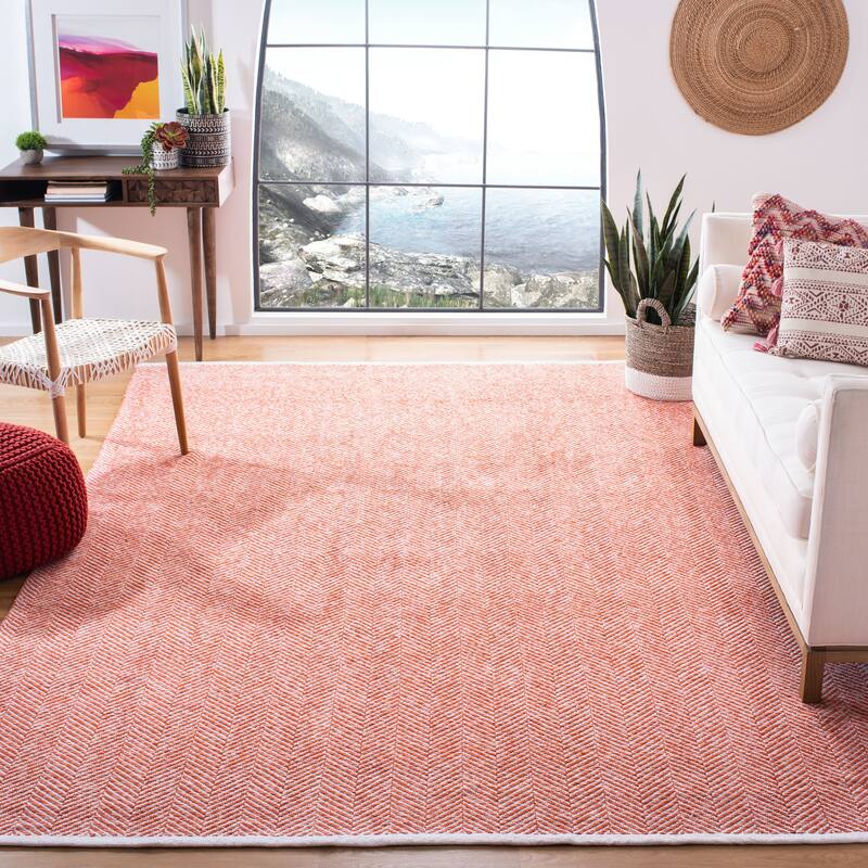 SAFAVIEH Handmade Nantucket Adile Modern & Contemporary Geometric Cotton - 9' x 12' - Rust - Rectangle