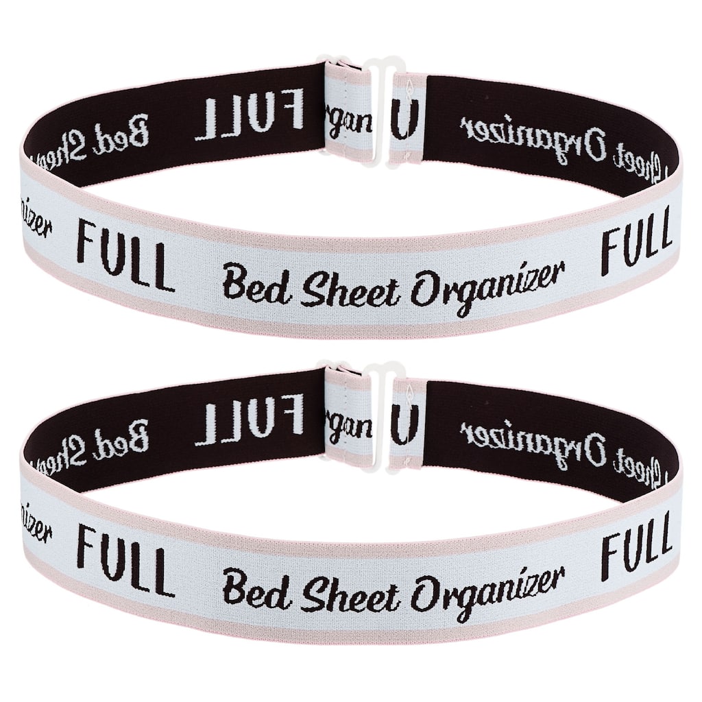 Adjustable Bed Sheet Organizer Bands 350x40mm,Pink/White, FULL - Pink/White