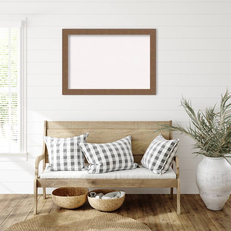 Alta Medium Brown Framed White Corkboard Bulletin Board, Organization Board, Pin Board