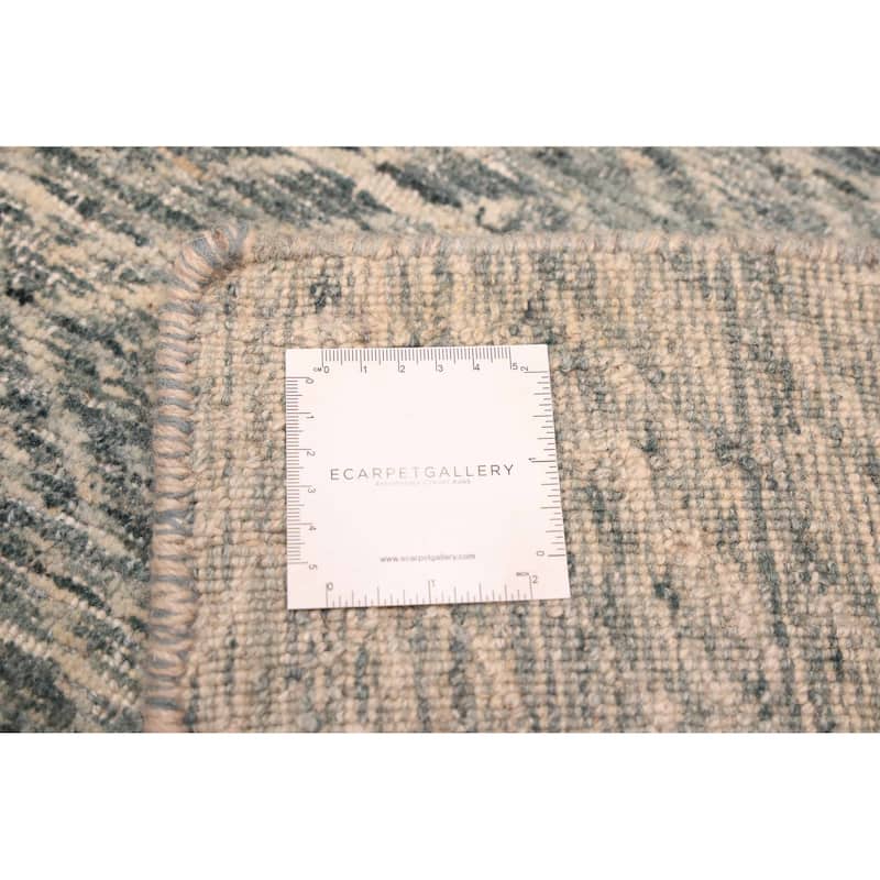 ECARPETGALLERY Hand Loomed Elysian Teal Wool Rug - 7'10 x 10'0