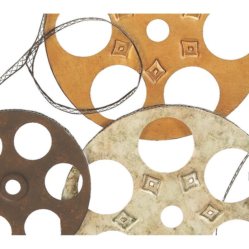 Multi Colored Metal Vintage Movie Reel Film Home Wall Decor