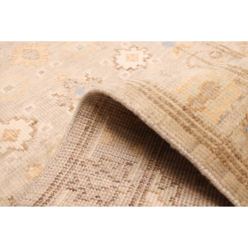 ECARPETGALLERY Hand-knotted Modern Oushak Light Grey Wool Rug - 3'0 x 15'11