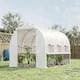 Outsunny 10' x 7' x 7' Walk-in Tunnel Greenhouse, Outdoor Plant Nursery with Quality PE Cover, Zipper Doors White -  116.25" L x 78.75" W x 78.75" H;  - Steel