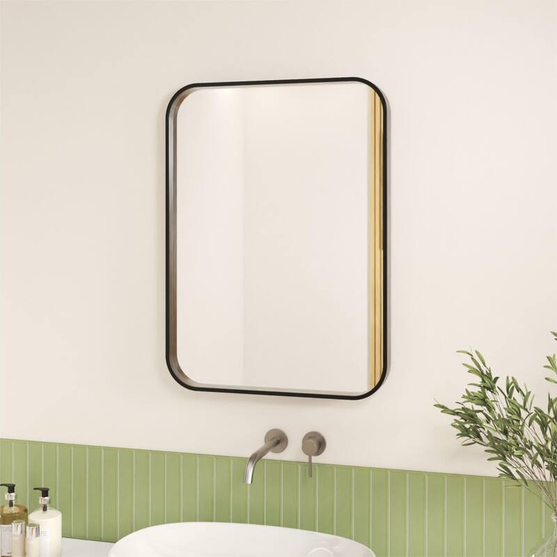 Organnice Rectangular Aluminum Frame Vanity Bathroom Mirror with Clear Glass