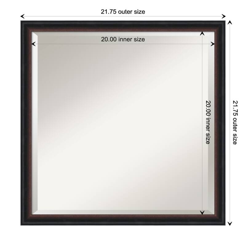 Salon Scoop Beveled Wood Framed Bathroom Vanity Wall Mirror - Salon Scoop Red Black - Glass Size 20x20