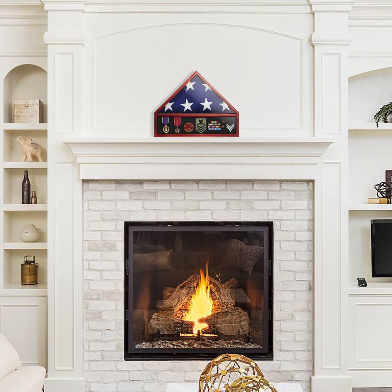 Military Medal and  Burial Flag Shadow Box Display Case