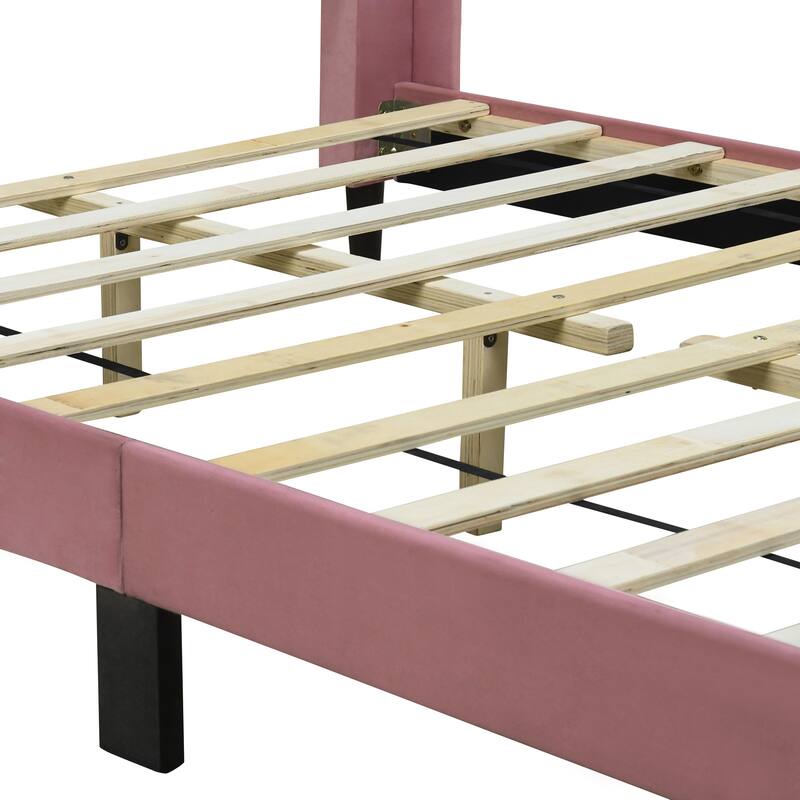 Full Upholstered Platform Bed in Velvet with Elegant Tufted Headboard, Support for 700lbs, and Open Underbed Storage