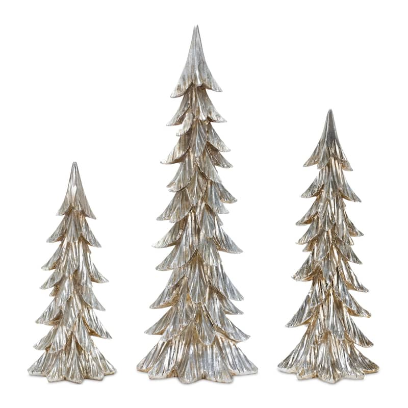 Set of 3 Silver Christmas Trees Tabletop Decor 2.25'