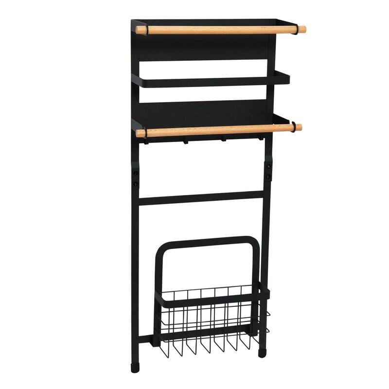 Household Essentials Metal Magnetic Organizer Rack - 12.3"L x 4.5"W x 26.4"H - Black