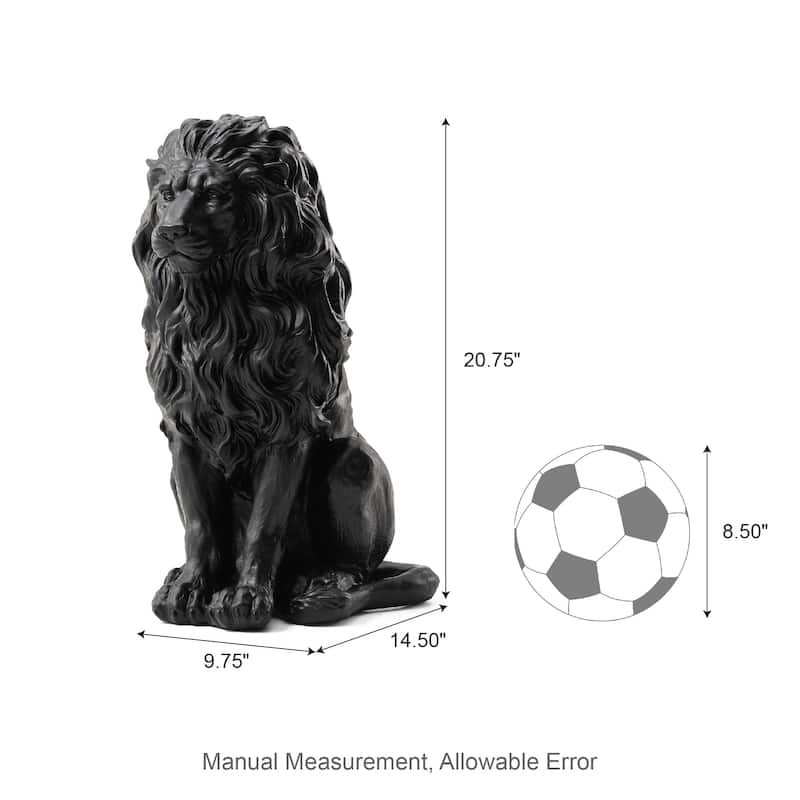 Glitzhome Set of 2 MGO Majestic Sitting Guardian Lion Statues Porch Sculpture Outdoor Indoor