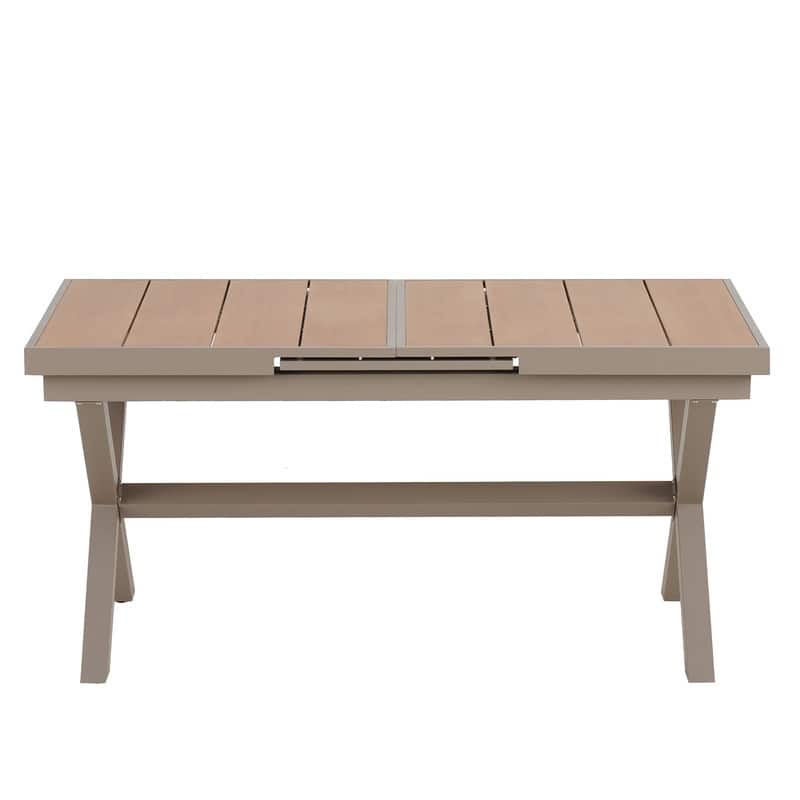 Expandable 6-Piece Outdoor Dining Set, Extending Table & Flexible Chairs