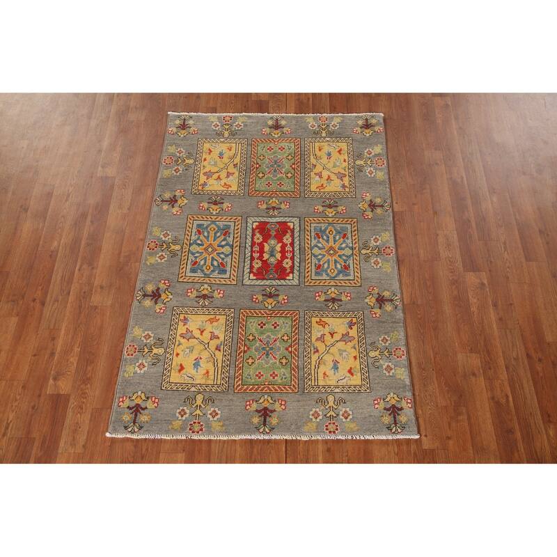 Kazak Oriental Accent Rug Hand-Knotted Geometric Wool Carpet - 3'5"x 5'0"
