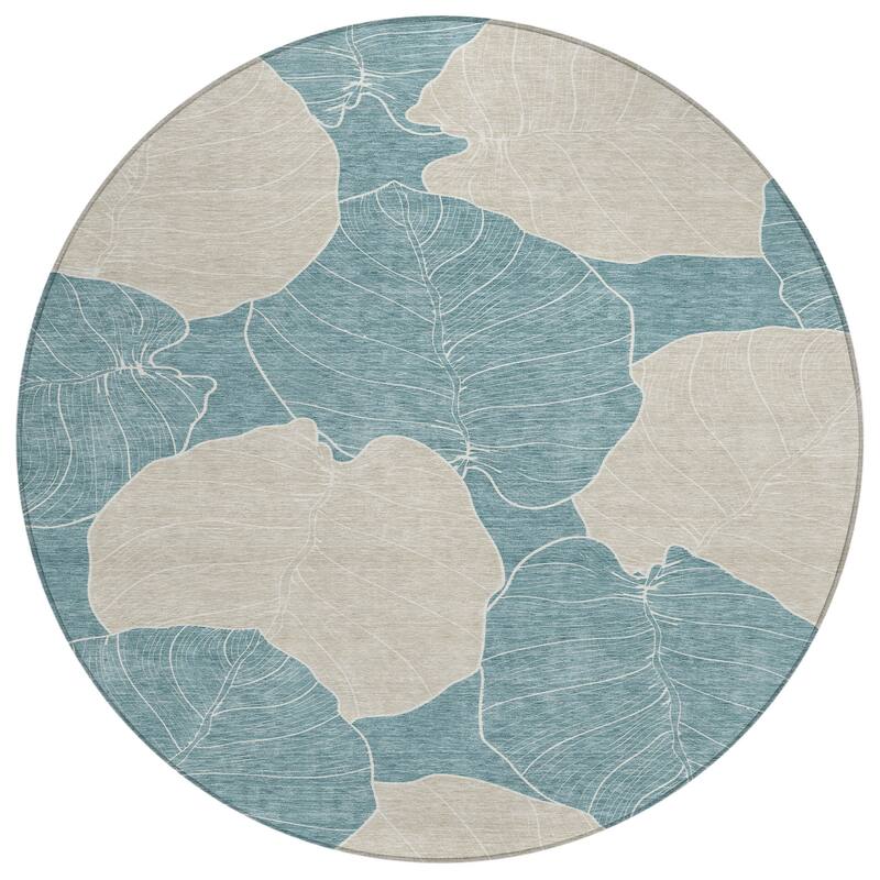 Machine Washable Indoor/ Outdoor Tropical Floral Chantille Rug