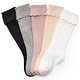 preview thumbnail 1 of 4, CozyWay Toddler Ruffled Knee High Socks, Neutral Pastels, 5 pair