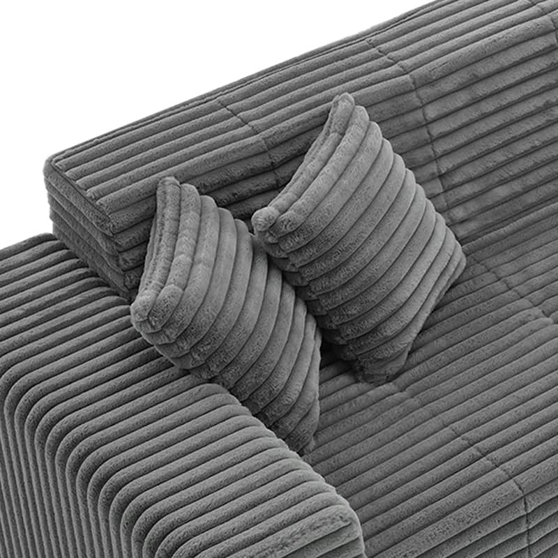 Corduroy Oversized Low-back Modular Loveseat Chaise with Pillow