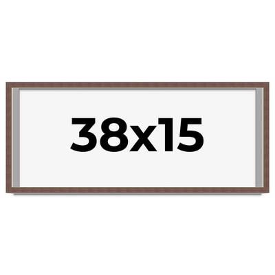 38x15 Shadow Box Frame Brown | 1.125 inches Deep Real Wood Rustic