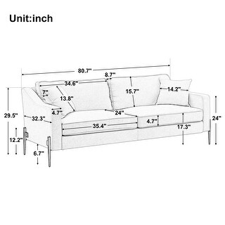U-style Upholstered Modern Loveseat with Durable Metal Legs Couch and 2 Comfy Pillows for Lawn Living Room - N/A
