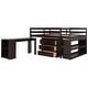 preview thumbnail 6 of 7, Espresso Pine Wood Multifunctional Loft Bed with Movable Desk, Modular Bookshelf, Chest of Drawers