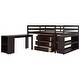preview thumbnail 6 of 13, Minimalist Design Full Size Wood Loft Bed,Low Study Bed with Rolling Portable Desk,Ample Storage Space