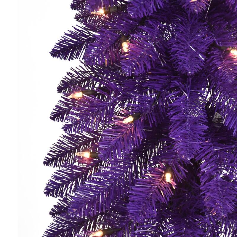Puleo International 6' Pre-Lit Artificial Alpine Purple Pencil Tree