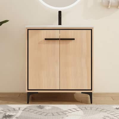 Malwee 24"/30" FreeStanding Bathroom Vanity, Floor Stand Bathroom Vanity with Sink,Soft Close Door and Adjustable shelf