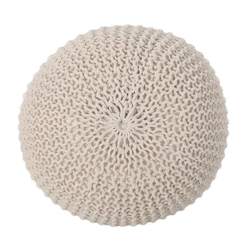 Abena Knitted Cotton Pouf by Christopher Knight Home