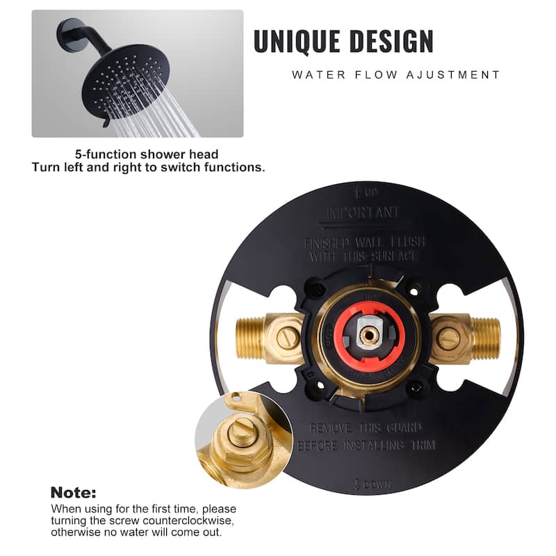 WOWOW Single Handle 5-Spray Round Shower Faucet with Valve