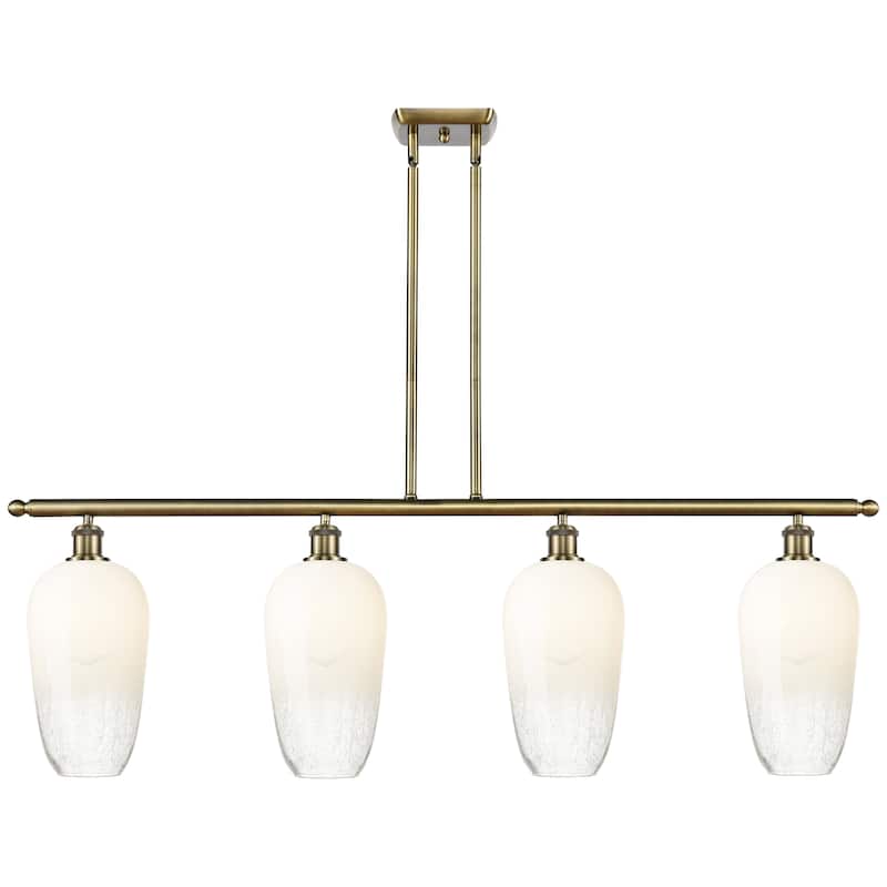 Innovations Lighting Endless Possibilities Ballston - Brookhaven Flute - 4 Light 48" Stem Hung Island Light - Antique Brass/Opal