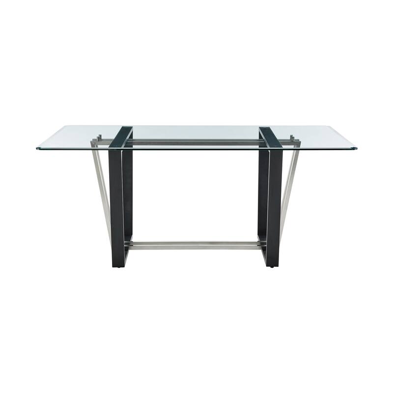 Kai Anastasia 5 Piece Rectangular Glass Dining Table Set with Metal Frame and Upholstered Chairs