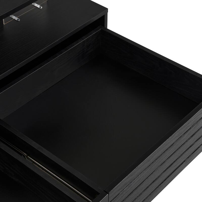 47.2" LED Coffee Table with Drawers & Light Display