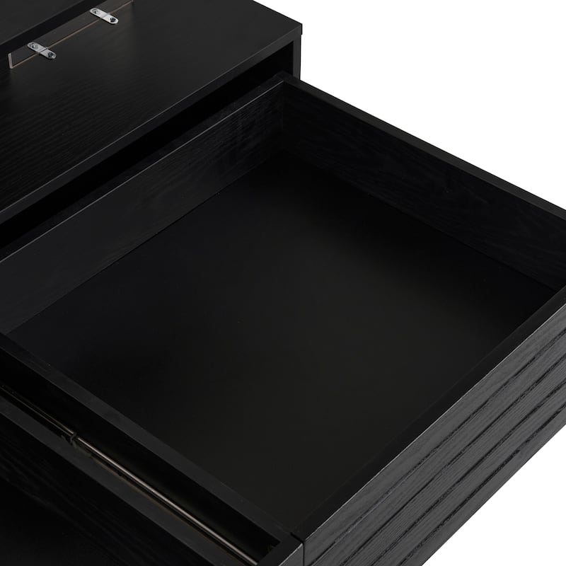 47.2" MDF LED Coffee Table with Multi-Color Lighting and Two Drawers