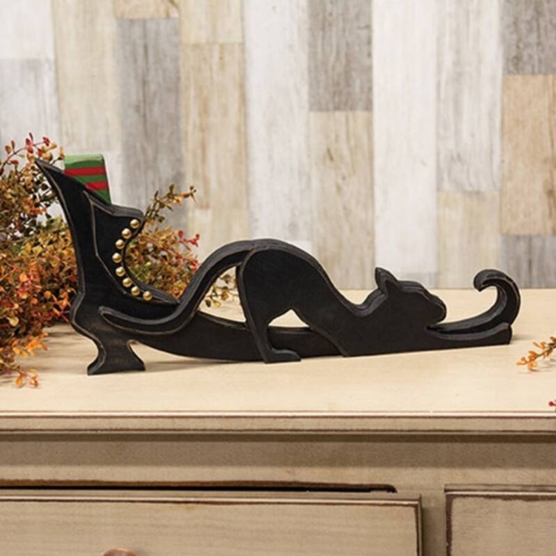 Rustic Witch Boot and Cat Wooden Sitter Halloween Accent - 16" x 1" x 7.50"
