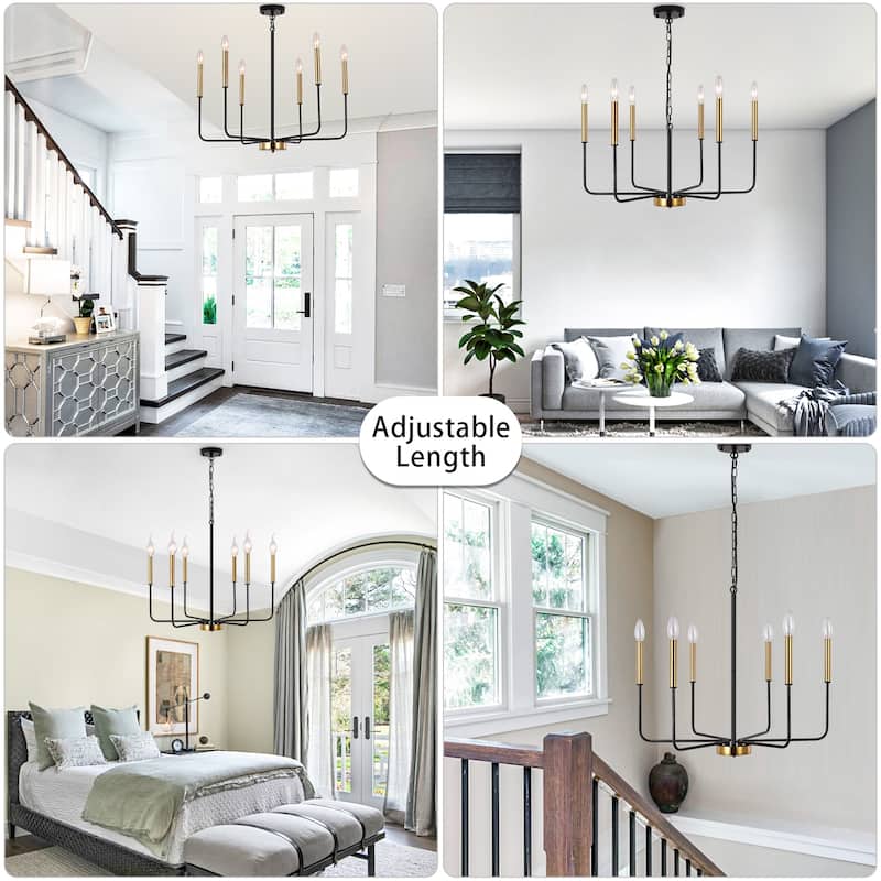6-Light W26.18" x H66.92" Candle Chandelier for Living Room Kitchen Island