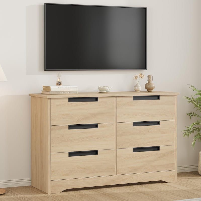 6/7 Drawer Dresser for Bedroom, Wooden Chest of Drawers Double Dresser Organizer with Embedded Handles