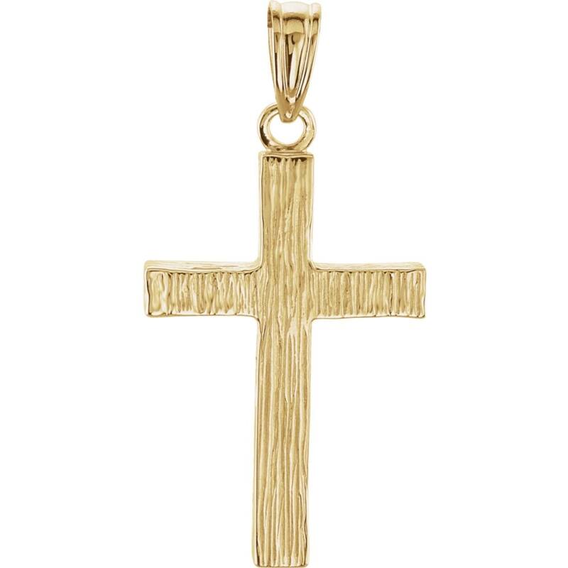 Curata 14k Yellow Gold 24x16mm Polished Rdiged Cross Pendant Necklace, 16"