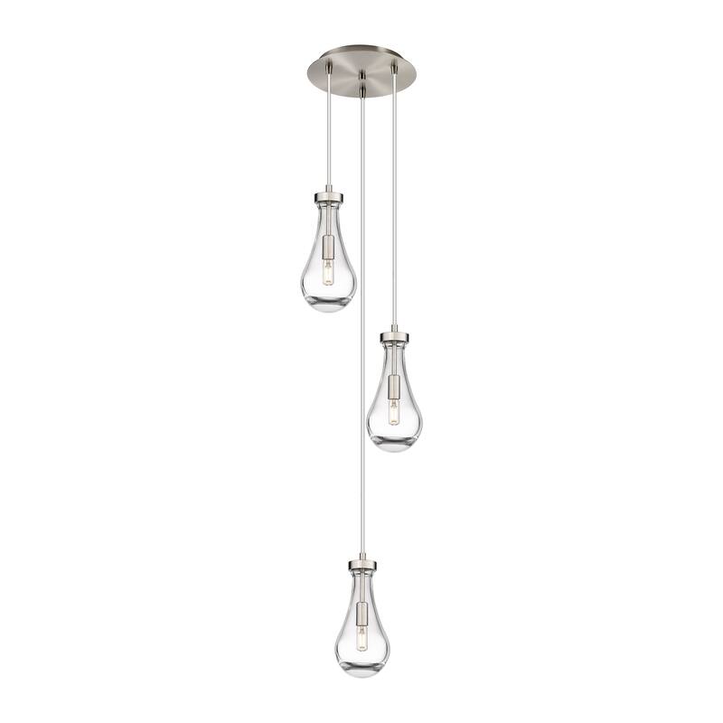 Innovations Lighting Owego - 3 Light 5" Cord Hung Multi Pendant - 10" Canopy - Clear/Brushed Satin Nickel