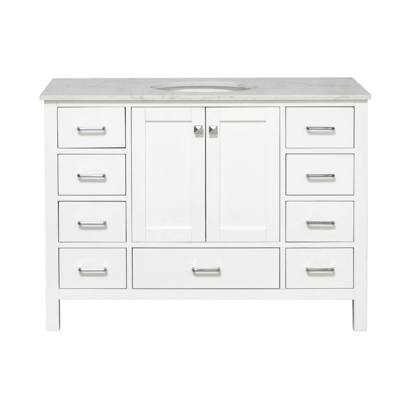KitchenBathCollection Horizon 48" Bathroom Vanity with Engineered Carrara Top