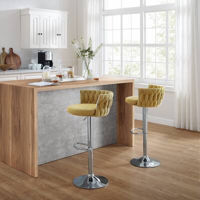 Art Leon Swivel Modern Woven Upholstery Counter Bar Stools (Set of 2)