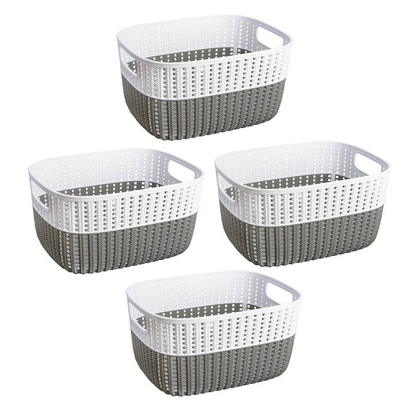 Simplify 2-Tone Decorative Small Storage Basket - Grey - 4 Pack