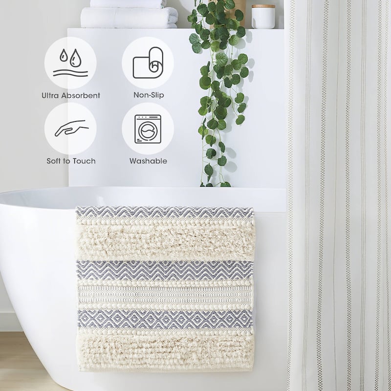 INK+IVY Asher Woven Texture Stripe Bath Rug