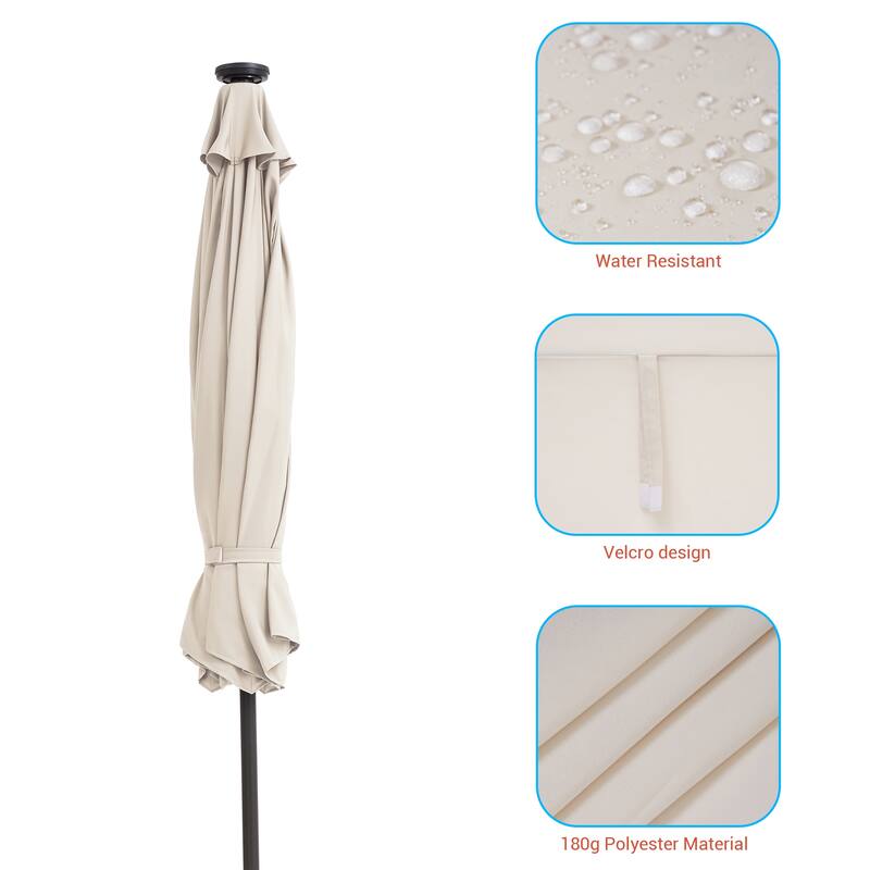 BONOSUKI Outdoor 9FT LED Round Patio Umbrella with UV Protection, Easy Tilt, and Wind-Resistant Features