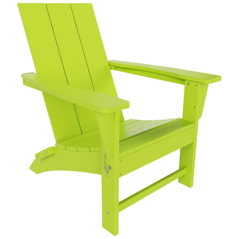 Shoreside Modern Eco-Friendly All Weather Commercial-Residential Folding Adirondack Chair - Lime