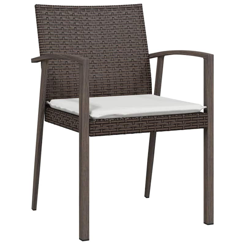 vidaXL Patio Chairs with Cushions 2 pcs Brown 22.2"x22.4"x32.7" Poly Rattan