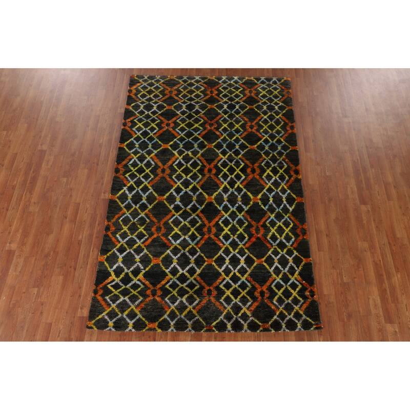 Trellis Moroccan Indian Area Rug Handmade Jute Carpet - 5'7"x 8'8"